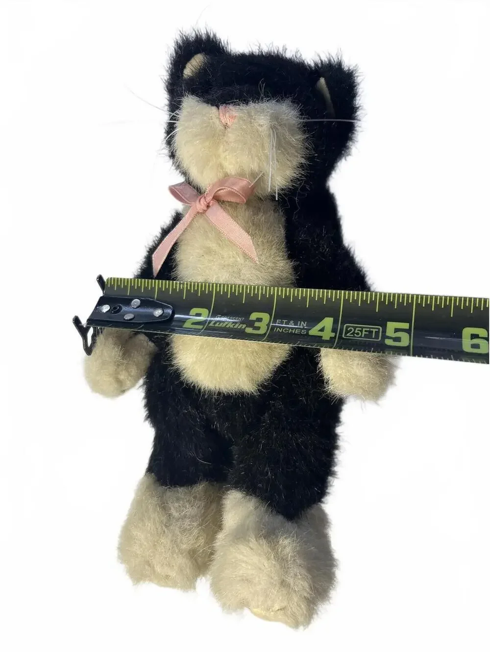 Boyds Bears Vintage Plush Cat 10 inch 1980-83 Black and Cream Stuffed Animal